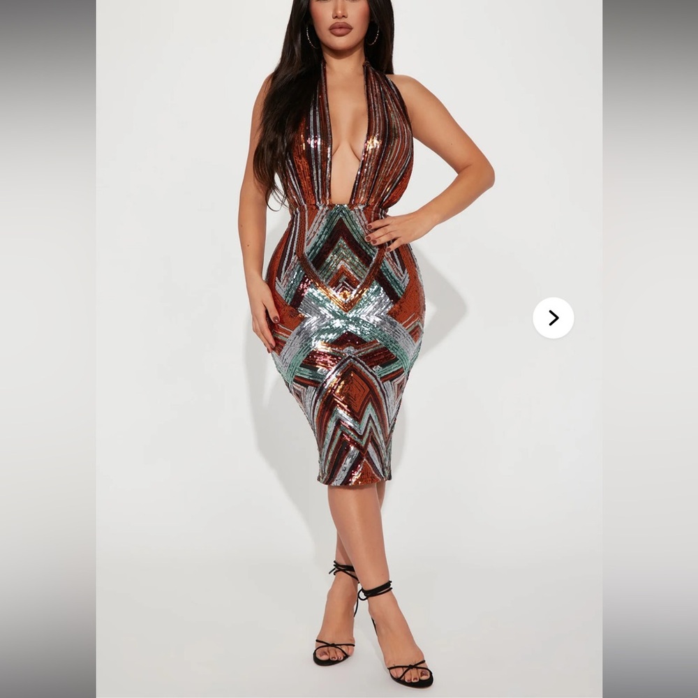 Sequin Halter Dress in Multicolor